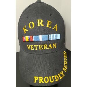 NWT Embroidered Korea Veteran Adjustable Hat Black Korean War Vet Cap PROUD!!!